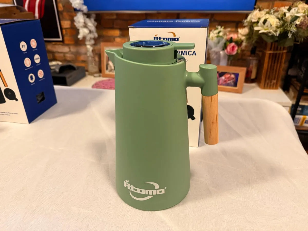 Garrafa Térmica Átomo Com Led Indicador 1 Litro Branco