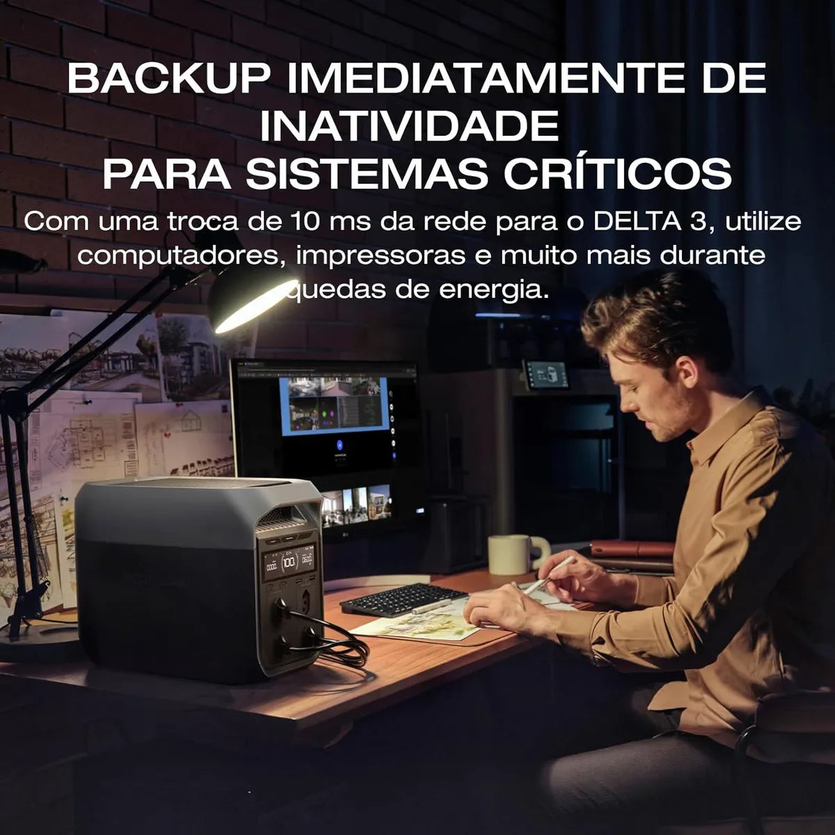 Ecoflow Delta 3 - Estação De Energia Portátil Gerador Solar 1800w X-boost 2200w Capacidade 1024wh 127v BR