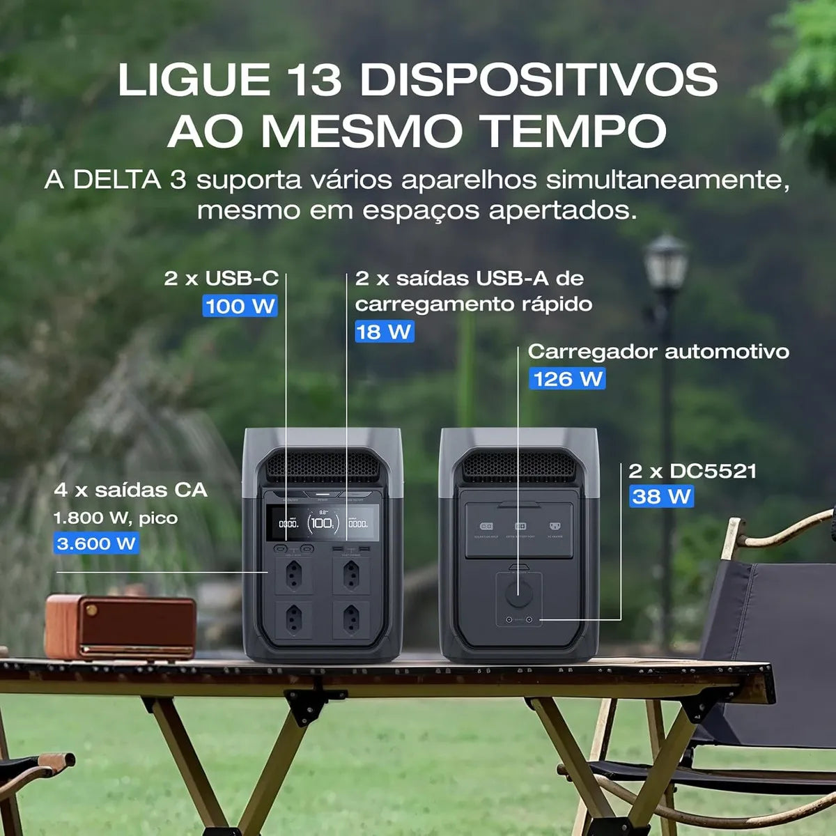 Ecoflow Delta 3 - Estação De Energia Portátil Gerador Solar 1800w X-boost 2200w Capacidade 1024wh 127v BR