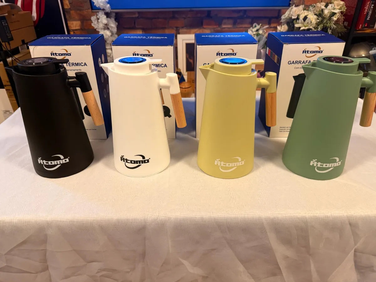 Garrafa Térmica Átomo Com Led Indicador 1 Litro Branco